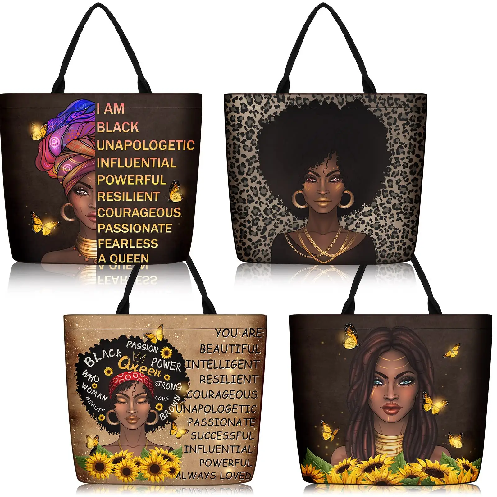 Customizable printed canvas handbag for African girls Fashion casual tote handbag for shopping bags