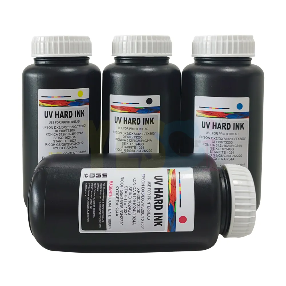 Sí-Tintas de impresión UV coloridas para EPSON DX5 DX7 I3200 TX800 XP600 T3200 Impresora de inyección de tinta UV Impresión en vidrio PVC Cerámica Metal