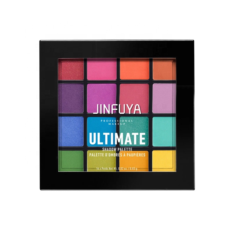 Новый продукт, оптовая продажа, индивидуальный логотип, частная торговая марка вегана, высокий пигментированный макияж, мерцающий блеск, 16 цветов, квадратная палитра теней для век