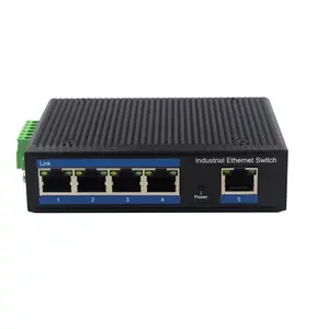 Interruptor Ethernet Industrial RJ45 100Mbps para 10/100Base-Tx, carril DIN portátil, color negro, tipo 5 puertos