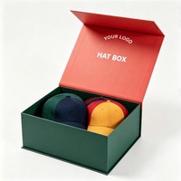 Boîte à chapeau rigide avec fermeture magnétique premium, logo personnalisé, emballage en carton noir pour casquettes de baseball, emballage cadeau de luxe