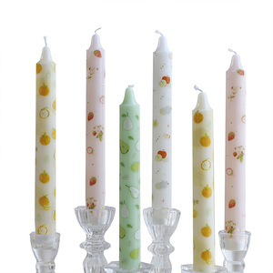 20cm 8 Inch Fruit Printed <b>Long</b> Taper <b>Candles</b> Smokeless Soy Wax Romantic Wedding Banquet Dinner Household Table Decor <b>Candles</b> - Product Image 4