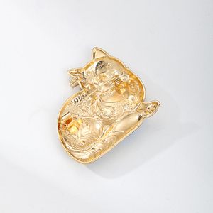 Broche de Esmalte Vintage Floral com Gato e Rolo Floral, Alfinete de Lapela de Gatinho com Strass para Mulheres, Acessório para Casacos e Vestidos - Product Image 4