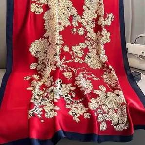 2025 Роскошный дизайнерский брендовый атласный шелковый шарф 180*90 см длинный шаль с жаккардовым узором в клетку оптом для женщин на лето - Product Image 5