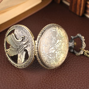 Vintage kolye kolye Steampunk bronz Metal kartal antika madalyon zincirli cep saati - Product Image 3