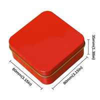 Boîte Cadeau Carrée Personnalisée en Métal Étamé Givré avec Impression Sérigraphique 80x80x35mm et Couvercle à Charnière pour Bonbons