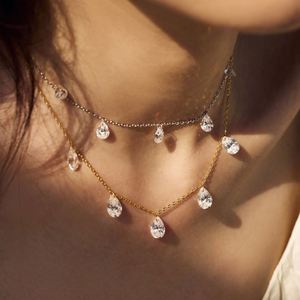 เครื่องประดับอัญมณีแสนสวย S925เงินโรเดียม14K สายโซ่ชุบทองจี้5A เซอร์โคเนียสำหรับสวมใส่ทุกวัน - Product Image 4