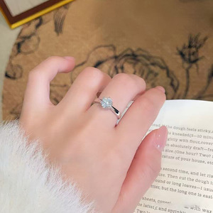 <span class=keywords><strong>Anillo</strong></span> de Diamante Cultivado en Laboratorio, Redondo, de Seis Puntas, Simple y Elegante, en Plata de Ley 925, para Compromiso, Boda, Joyería Fina para Mujer - Product Image 5
