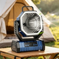 Ventilateur de camping portable rechargeable F6 20000mAh avec 4 vitesses, télécommande, lumière LED et fonction de batterie externe pour voiture et camping-car