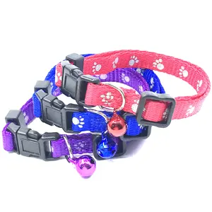 Paw Printing Breakaway Collar in stock purple 3/8" adjustable reflective breakaway cat collar