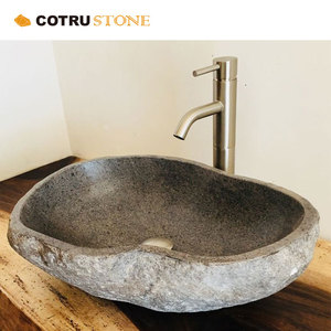 Natural Surface Cobble Rough <strong>River</strong> <strong>Stone</strong> for Bathroom Sink Washing Basin - Product Image 2