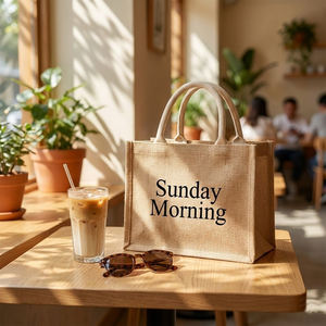 Bolsas de compras personalizables de gran capacidad, bolsas de yute tejidas para la playa de viaje, bolsas duraderas de moda populares - Product Image 1