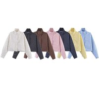 ZEVITY Manteaux Courts Imprimés à Pois pour Femmes, Vestes à Manches Longues Style Urbain pour Femmes 2026, Élégantes pour le Bureau et Tenues Décontractées