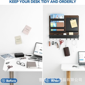 Clesoo Mail Organizer Wall Mounted Key Rack 3 Tier <b>Shelf</b> Entryway Storage With Magnetic Board And <b>Hooks</b> For Home Use - Product Image 3