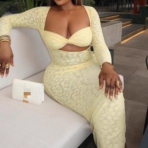 Vestidos Largos Elegantes y Sensuales para Mujer, Nueva Colección de Otoño, Color Sólido, Manga Larga, Corte Entallado - Product Image 3