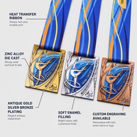 Médaille de gymnastique personnalisée en alliage de zinc, récompense sportive en métal or, argent, bronze, tournoi, compétition, émail, cordon, cadeau gravé