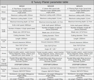 STR W0102 8 pouces rabot de Surface en bois fonte dégauchisseuse avec ascenseur parallè<span class=keywords><strong>le</strong></span> 220v moteur à induction banc rabot Machine - Product Image 2