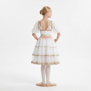 Vestido de Ballet Romántico Aurora, Color Blanco Hueso, Traje de Danza para Actuaciones en Escenario, Disfraz de Ballet Profesional Flora para Niñas - Product Image 3