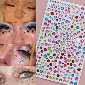 Pegatinas de Tatuajes Temporales 3D con Joyas Faciales, Diamantes de Imitación Redondos <span class=keywords><strong>para</strong></span> Maquillaje de Fiesta, Calcomanías Corporales DIY con Diamantes - Product Image 3