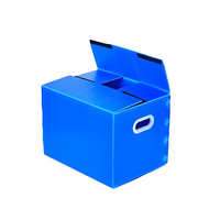 Boîte de rangement rectangulaire à couvercle rabattable en plastique creux, réutilisable, étanche, en plastique ondulé PP, avec poignée, pour déménagement