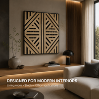 Panneau acoustique en bois à lattes multidirectionnelles géométriques complexes, panneau modulaire en treillis 3D Akupanel pour salon, chambre à coucher, boutique de détail