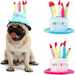 Sombrero de cumpleaños para perro o gato con 5 velas de colores, talla única, accesorio suave para fiestas de mascotas - Product Image 1