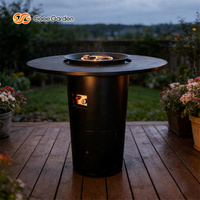Table de foyer au gaz en acier métallique avec revêtement en poudre, personnalisable et écologique, pour le chauffage extérieur