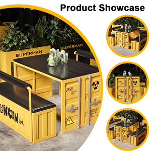 Современный креативный ресторанный обеденный стол, набор стульев, компактная промышленная металлическая барная мебель для гостиничного спортзала, контейнер для кофе - Product Image 3