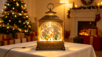 Décoration de Noël, lanterne à eau LED en plastique en forme de renne, alimentée par piles USB, couleur personnalisée pour la maison et l'hôtel