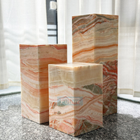 Table basse cubique moderne en marbre onyx naturel rouge, de haute qualité, durable, sur mesure, prix d'usine