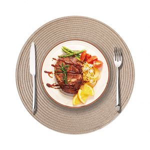 Hot Sale Plastic PP Circle Placemat Hand-Woven Heat Insulation No-Wash Modern Minimalist Decorative Table <b>Mat</b> Multicolor - Product Image 3