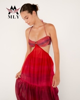 Robes longues plissées en A pour femmes d'été, couleur rouge, pour les vacances, robes de plage fluides, robes de plage