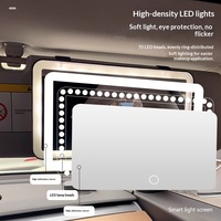 Car Makeup Mirror 3x Magnifying HD LED Lighted Three Color Adjustable Sun Visor Wall Mounted Silver Finish Plastic Frame Single