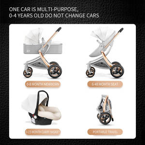 Passeggino di Lusso Pieghevole 3 in 1 con Seggiolino <span class=keywords><strong>Auto</strong></span>, Carrozzina in Pelle di Alta Qualità <span class=keywords><strong>per</strong></span> Neonati - Product Image 5