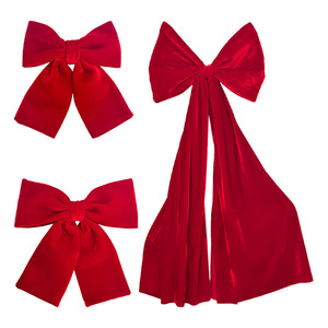 Laço de Veludo Vermelho para Pendurar, Ornamento de Vários Tamanhos, Laço Grande para Decoração de Árvore de Natal, Festas e Cenários de Feriados - Product Image 3