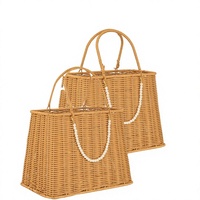 Panier suspendu carré en fer tressé imitation rotin, style pastoral, pour petits sacs à main, panier cadeau, accessoires photo pour fleuriste, souvenir