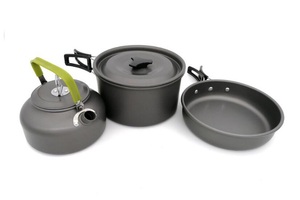 Survival Outdoor Camping Cookware Set ,10pcs Camping Cookware <strong>Mess</strong> <strong>Kit</strong>, Lightweight Pot Pan Kettle with 2 Cups - Product Image 4