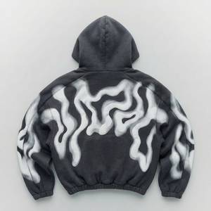 Sweat à capuche zippé en coton de luxe 500 GSM, coupe courte, avec logo brodé 3D personnalisé, en molleton épais noir, lourd, pour homme - Product Image 3