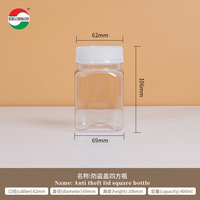 Bouteilles en plastique de forme ronde et boîtes carrées d'emballages PET de qualité alimentaire personnalisables avec bouchon à vis