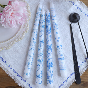 Bougie parfumée en porcelaine bleue et blanche de 25 cm, dîner romantique chinois aux chandelles, mariage, fête, usage domestique, sans fumée - Product Image 4