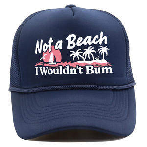 Not A Beach I Wouldn't Bum Creative Funny Palm Tree Printing Summer Vacation Wear Meshed Back Beach Bum Gorra <span class=keywords><strong>de</strong></span> béisbol Gorra <span class=keywords><strong>de</strong></span> camionero - Product Image 1