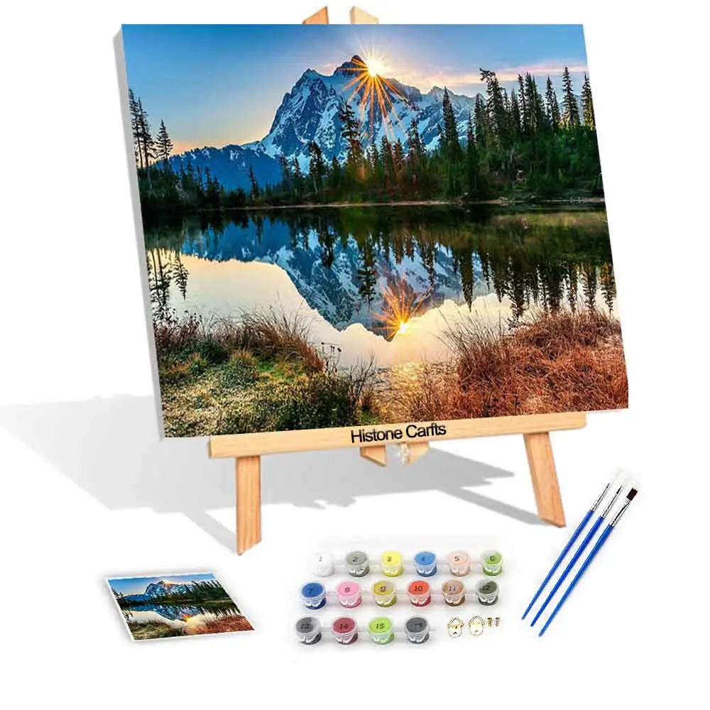 الجبلية و بحيرة المناظر الطبيعية Diy النفط الكبار اللوحة بواسطة أرقام للمنزل لوحات فنية للديكور