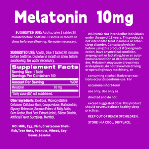 เมลาโทนินแท็บเล็ตรุ่นสำหรับผู้ใหญ่รองรับการนอนหลับพักผ่อนได้อย่างรวดเร็วละลายเมลาโทนินแท็บเล็ตปราศจากยา - Product Image 2