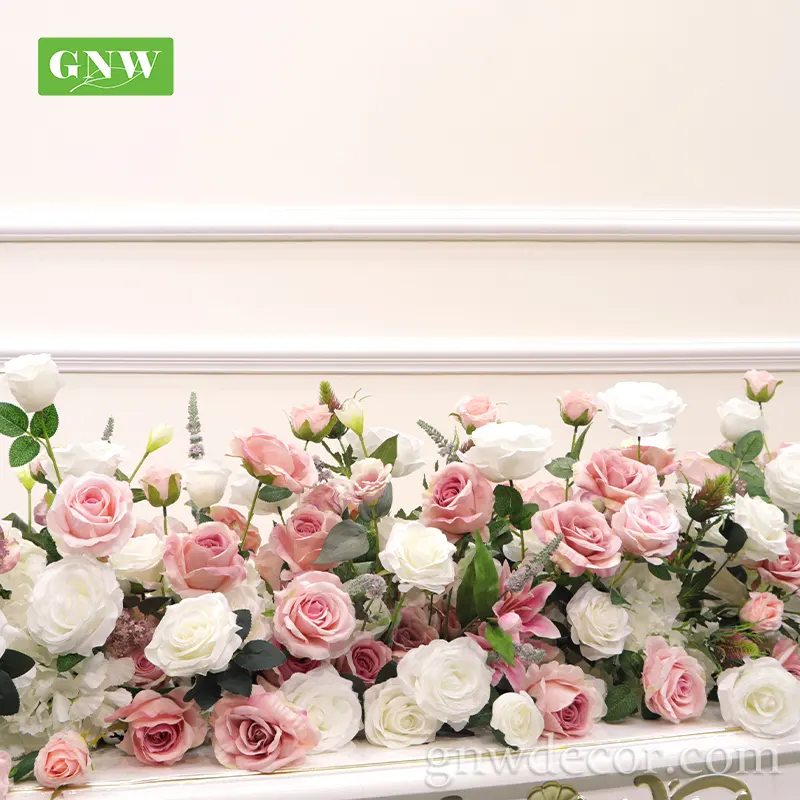 Venda quente romântico excelente qualidade eventos planejamento palco casamento fundo flor arranjo floral flor artificial corredor