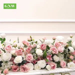 Hot Sale Romantic Excellent Quality Event planning Wedding Stage Background Flower floral Arrangement Artificial Flower Runner