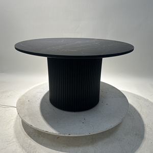 Ensemble table à manger moderne contemporaine noire et grise confort 6 places <span class=keywords><strong>4</strong></span> <span class=keywords><strong>chaises</strong></span> avec table ronde Table finition teintée en <span class=keywords><strong>bois</strong></span> <span class=keywords><strong>naturel</strong></span> - Product Image 6