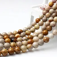 Pierres précieuses chrysanthème naturelles, perles rondes en pierre de corail, semi-précieuses, pour la fabrication de bijoux, livraison gratuite