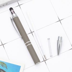 Stylo multifonction 2 en 1 en aluminium et caoutchouc, design moderne, stylos à bille métalliques colorés pour promotions - Product Image 4