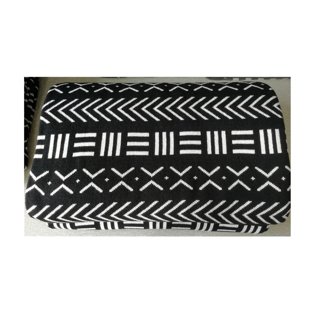 max 230cm width zero defect triangle Aztec zig geometric 100% cotton acrylic knit plaid throw blanket