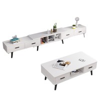 Table basse nordique à coins arrondis, design moderne et luxueux pour salon, petit appartement, combinaison meuble TV